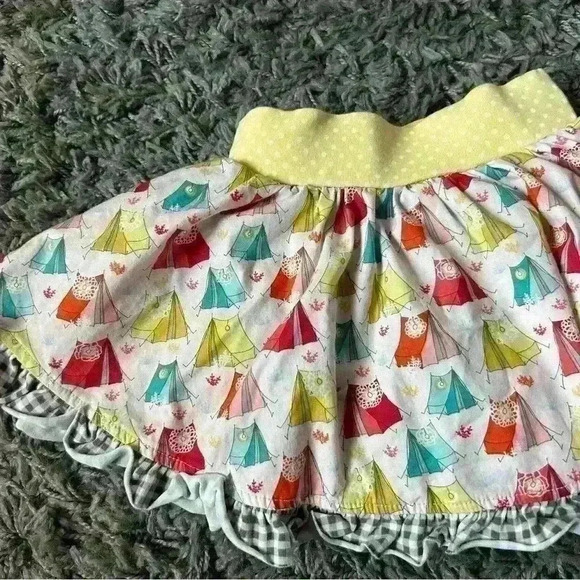 Matilda Jane Yellow/Aqua/Red Camping Tent Skirted Diaper Cover 6 Months - Picture 2 of 6